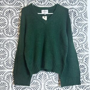 Anthropologie Sparkz Copenhagen Evergreen Alpaca Wool Blend V Neck Sweater